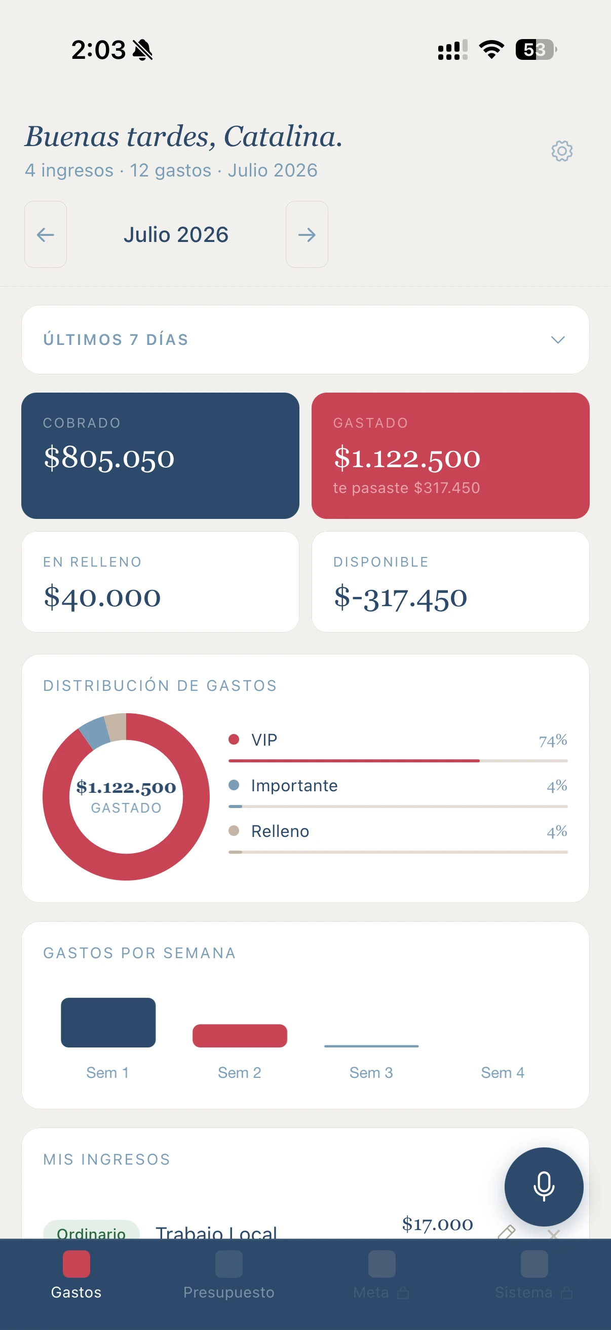 App Método 4D: progreso de la meta de ahorro